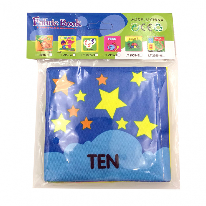 Carte senzoriala fosnitoare pentru bebelusi, cu animalute colorate, Numere, 4 pagini, 8 fete, 10 cm x 2,5 cm x 9 cm - EDUJUCARII [3]