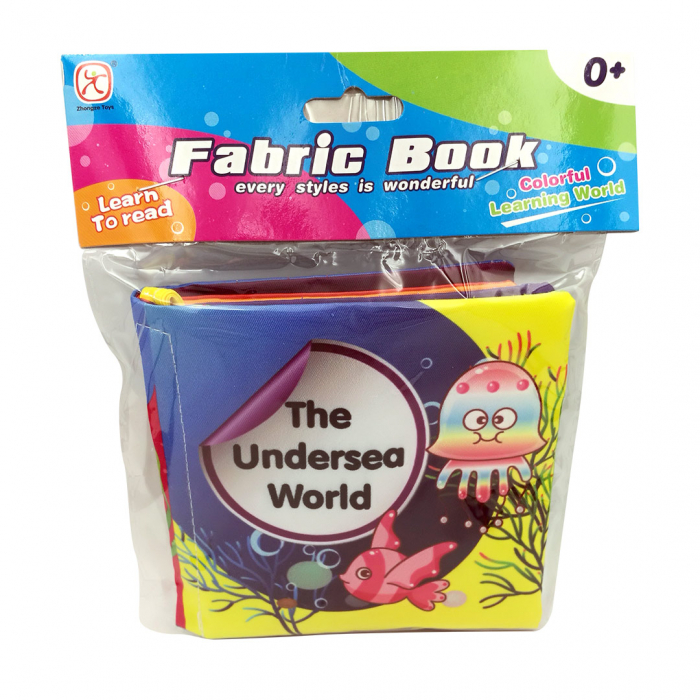 Carte senzoriala fosnitoare pentru bebelusi, cu animalute colorate, Undersea world, 4 pagini, 8 fete, 10 cm x 2,5 cm x 9 cm - EDUJUCARII [2]