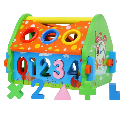 Casuta din Lemn cu Bile, Ciocan, Sortator de Forme Geometrice si Litere, Jucarie Educativa Montessori, Multicolora, Lemn, 20 Piese, 3 ani+, Edujucarii [2]