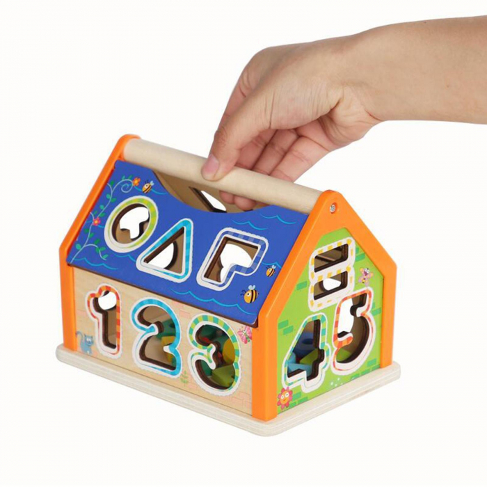 Casuta Sortatoare de Forme Geometrice si Cifre, Operatii matematice, Montessori, 3 ani + [4]