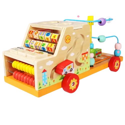 Centru de activitati 5 in 1, Camion din lemn, Montessori, 3 ani, multicolor, 3 ani+, Edujucarii [3]