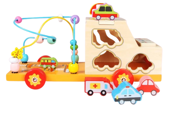 Centru de activitati 5 in 1, Camion din lemn, Montessori, 3 ani, multicolor, 3 ani+, Edujucarii [9]