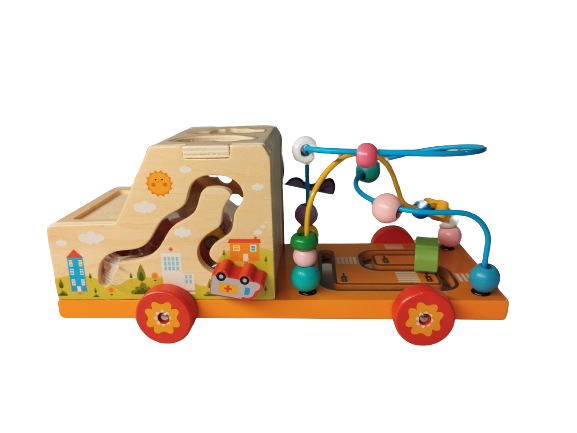 Centru de activitati 5 in 1, Camion din lemn, Montessori, 3 ani, multicolor, 3 ani+, Edujucarii [7]