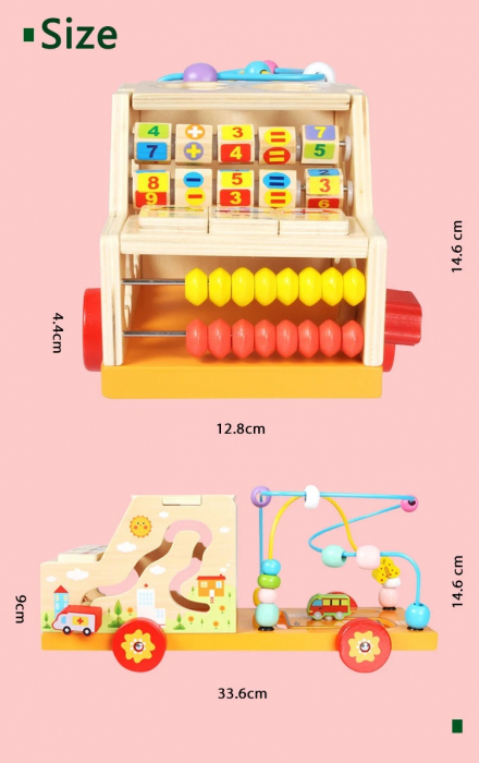Centru de activitati 5 in 1, Camion din lemn, Montessori, 3 ani, multicolor, 3 ani+, Edujucarii [12]