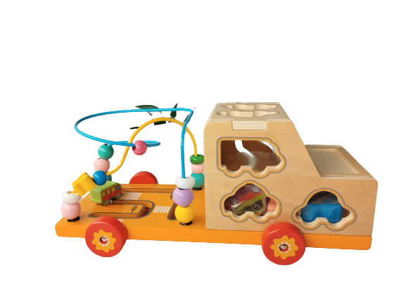 Centru de activitati 5 in 1, Camion din lemn, Montessori, 3 ani, multicolor, 3 ani+, Edujucarii [2]