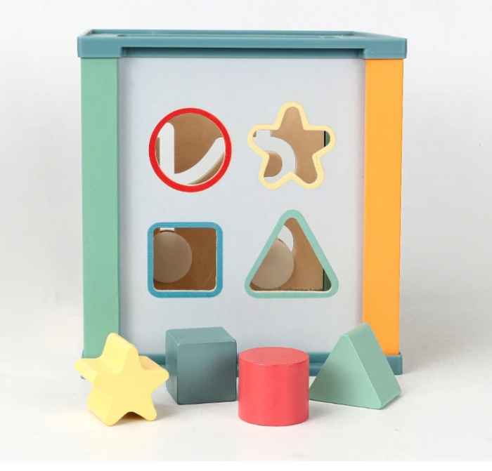 Centru din lemn educativ Montessori, Cub activitati bebelusi 5 in 1, Ocean, 1 an + [4]