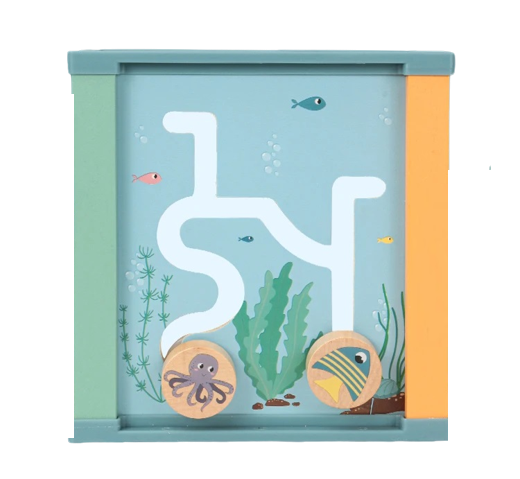 Centru din lemn educativ Montessori, Cub activitati bebelusi 5 in 1, Ocean, 1 an + [7]
