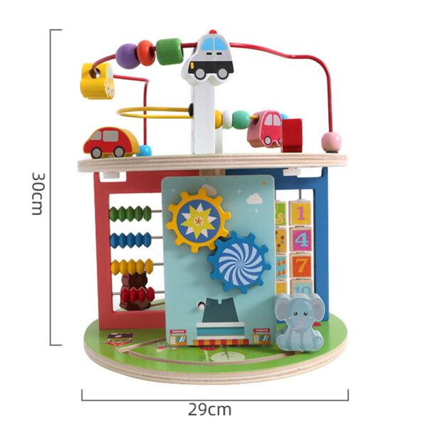 Centru din lemn educativ Montessori, Cub activitati bebelusi 8 in 1,Labirint Three,  3 ani + [4]