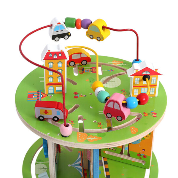 Centru din lemn educativ Montessori, Cub activitati bebelusi 8 in 1,Labirint Three,  3 ani + [3]