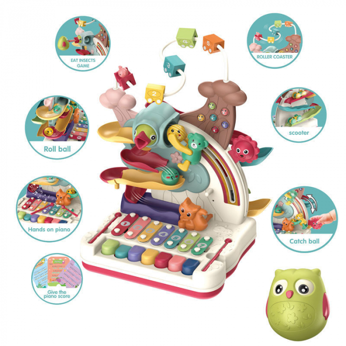 Centru Educativ de Activitati pentru Copii, 7 Functii de Joc si o Jucarie Puisor cu Magnet, Multicolor, 3 luni, rosu, Edujucarii [3]