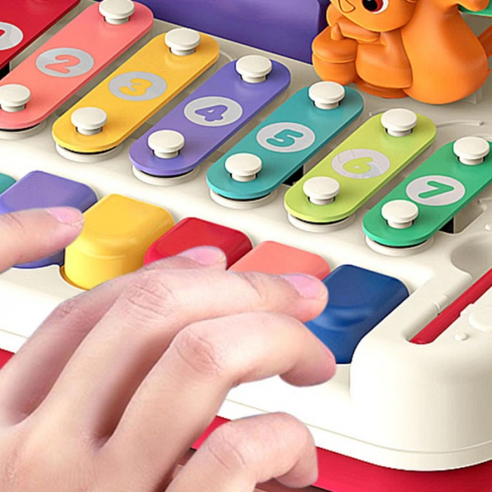 Centru Educativ de Activitati pentru Copii, 7 Functii de Joc si o Jucarie Puisor cu Magnet, Multicolor, 3 luni, rosu, Edujucarii [9]