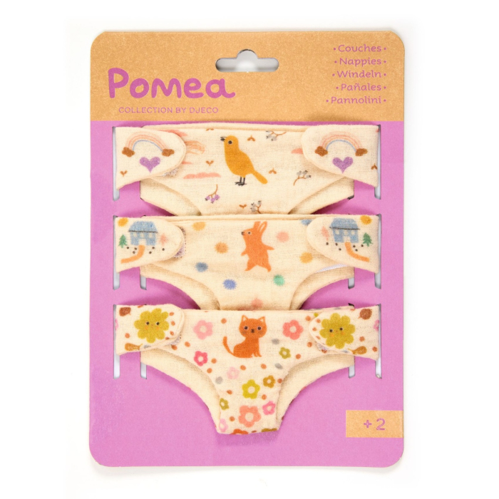 Colectia Pomea Set 3 scutece pentru papusi bebelus, Djeco [2]