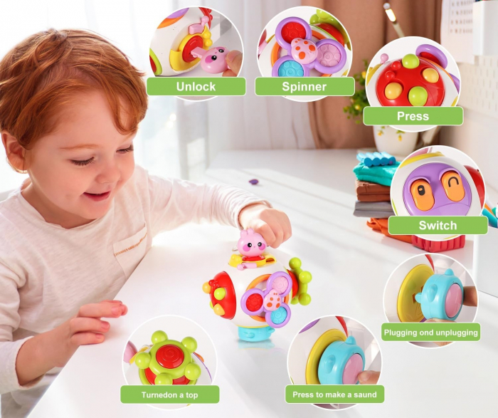 Cub cu activitati pentru Copii, 6 in 1, spinner rotativ, ABS, Multicolor, EduJucarii, 12 luni+ [4]