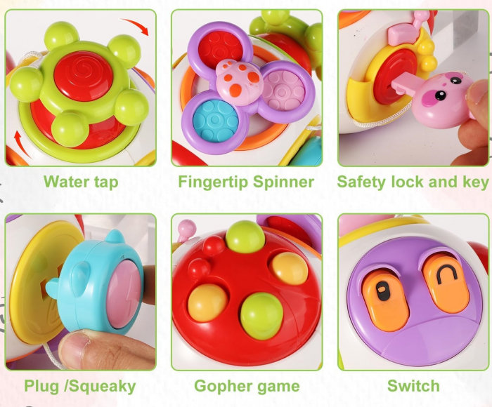 Cub cu activitati pentru Copii, 6 in 1, spinner rotativ, ABS, Multicolor, EduJucarii, 12 luni+ [5]