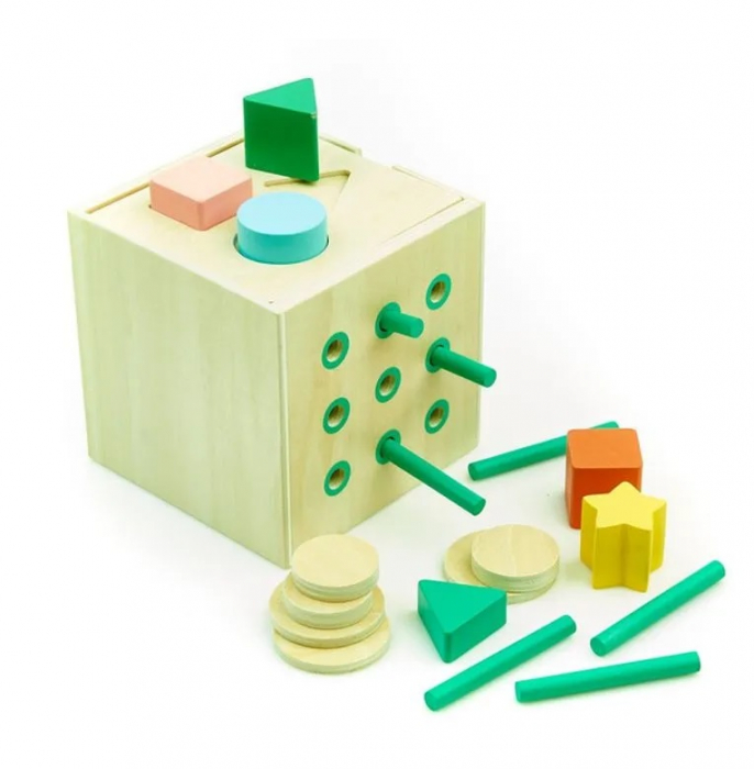 Cub de activitati Montessori cu forme geometrice, 12 luni + [1]