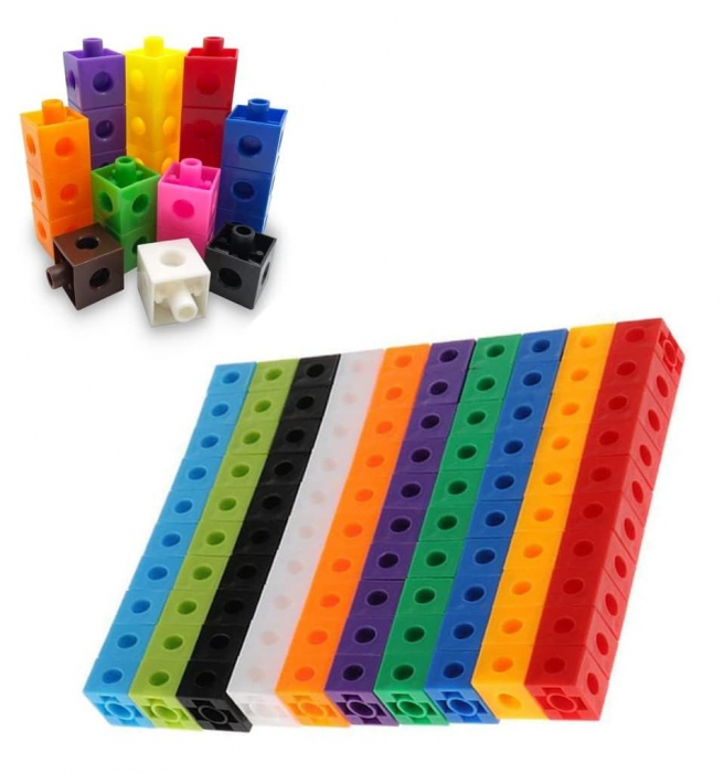 Cuburi de constructie Magic Square, plastic, 60 Bucati,  10 culori diferite, 30 Carduri cu Modele, 3 ani+, EduJucarii [3]