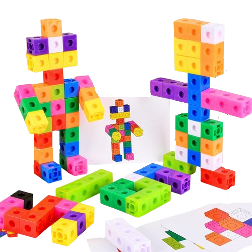 Cuburi de constructie Magic Square, plastic, 60 Bucati,  10 culori diferite, 30 Carduri cu Modele, 3 ani+, EduJucarii [6]