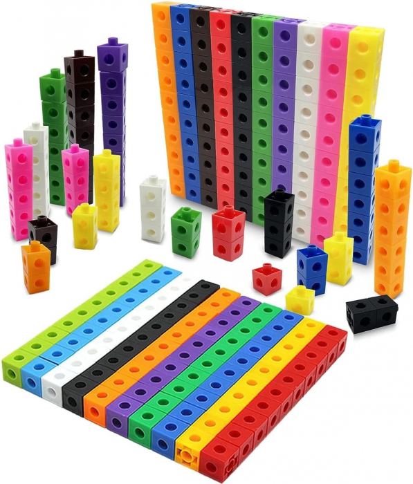 Cuburi de constructie Magic Square, plastic, 60 Bucati,  10 culori diferite, 30 Carduri cu Modele, 3 ani+, EduJucarii [13]