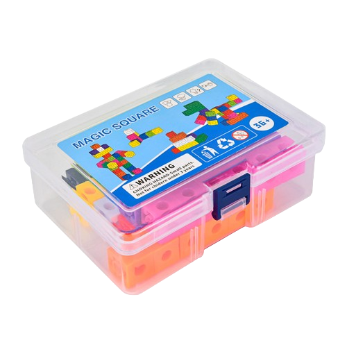 Cuburi de constructie Magic Square, plastic, 60 Bucati,  10 culori diferite, 30 Carduri cu Modele, 3 ani+, EduJucarii [14]