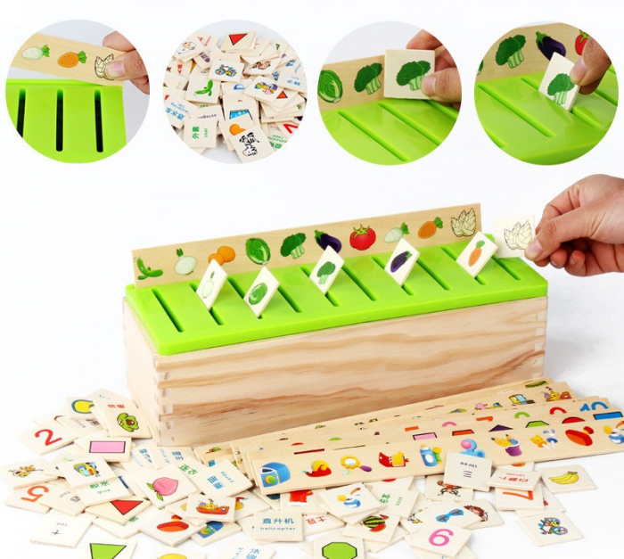 Cutie de clasificare a cunostintelor, lemn, Sortator Montessori pentru Dezvoltarea Gandirii Copilului, 3 ani+, EduJucarii [3]