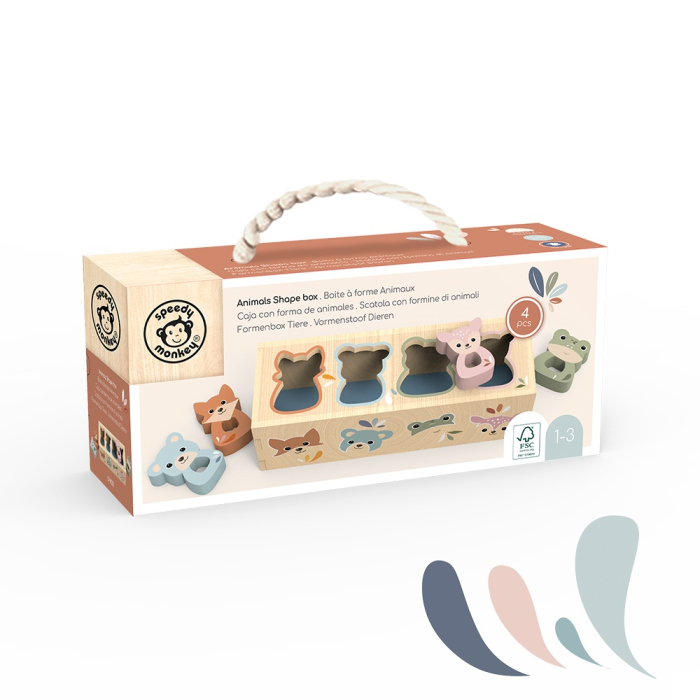 Cutie sortatoare cu forme animale din lemn, Speedy Monkey [2]