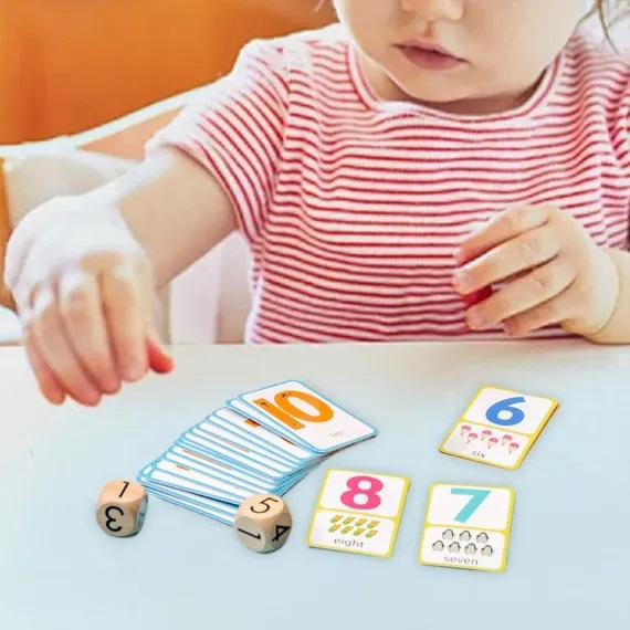 Joc aritmetic cu carduri, pioni si zaruri, Number sense, 5 in 1, 3 ani+, EduJucarii [4]