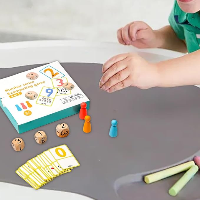 Joc aritmetic cu carduri, pioni si zaruri, Number sense, 5 in 1, 3 ani+, EduJucarii [5]