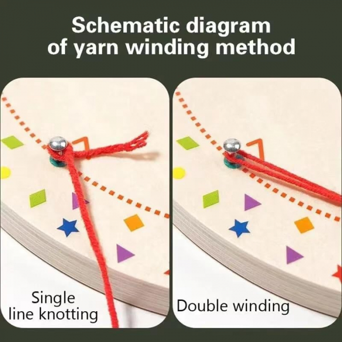 Joc creativ desenează cu siret, snuruit  pe placă din Lemn, Winding Patterns,25 piese, Montessori, 4 ani +, EduJucarii [5]