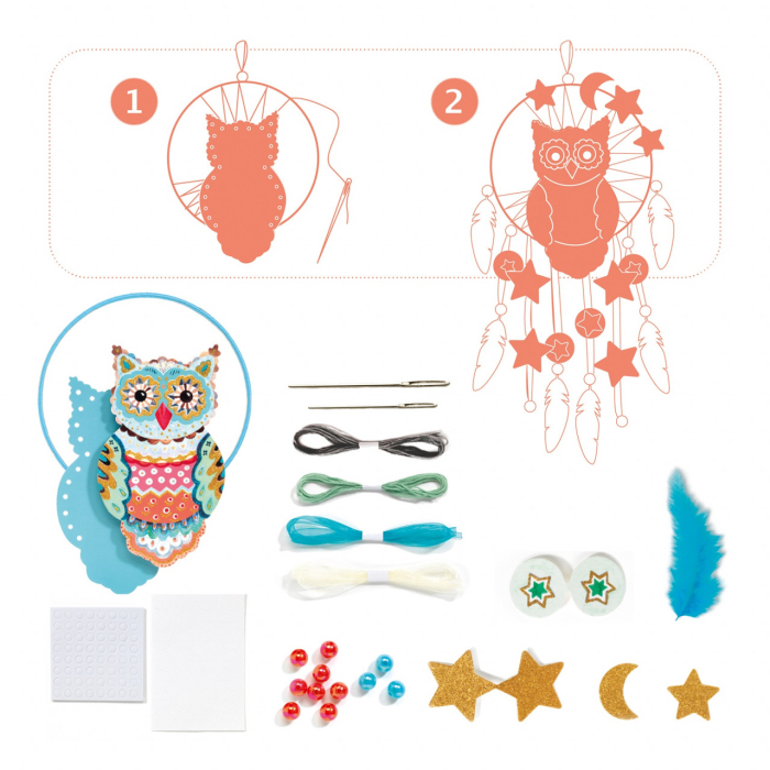 Joc creativ DIY Dreamcatcher bufnita, Djeco [8]