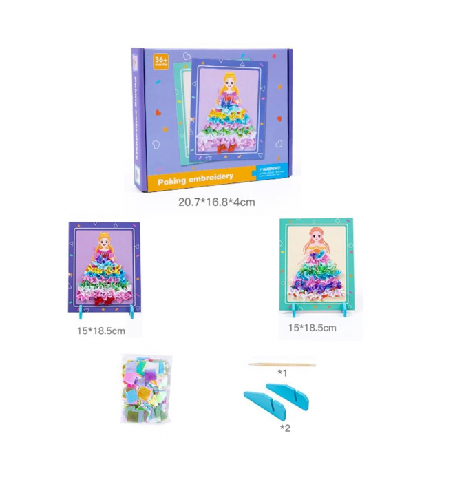 Joc Creativ si educativ pentru copii, Broderie pe Fusta Printesei blonde, 5 ani+, Edujucarii [10]