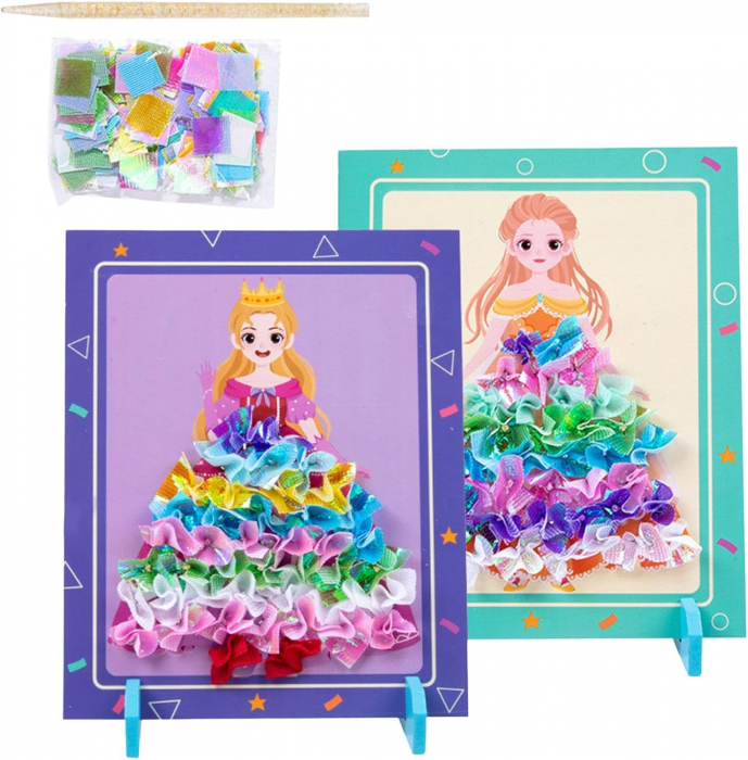 Joc Creativ si educativ pentru copii, Broderie pe Fusta Printesei blonde, 5 ani+, Edujucarii [11]