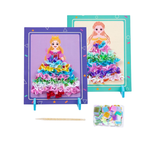 Joc Creativ si educativ pentru copii, Broderie pe Fusta Printesei blonde, 5 ani+, Edujucarii [1]