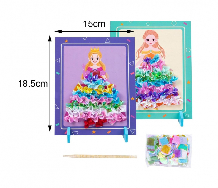 Joc Creativ si educativ pentru copii, Broderie pe Fusta Printesei blonde, 5 ani+, Edujucarii [3]