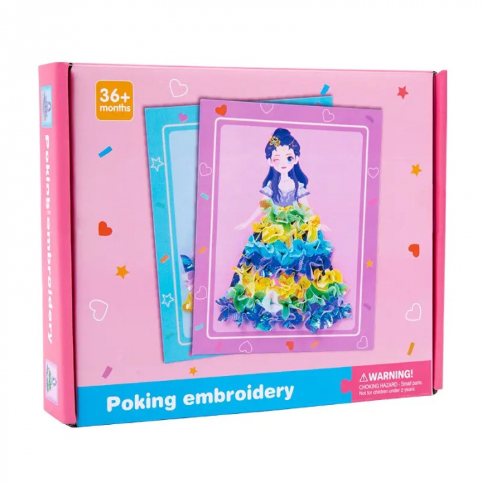Joc Creativ si educativ pentru copii, Broderie pe Fusta Printesei brunete, 5 ani+, Edujucarii [11]