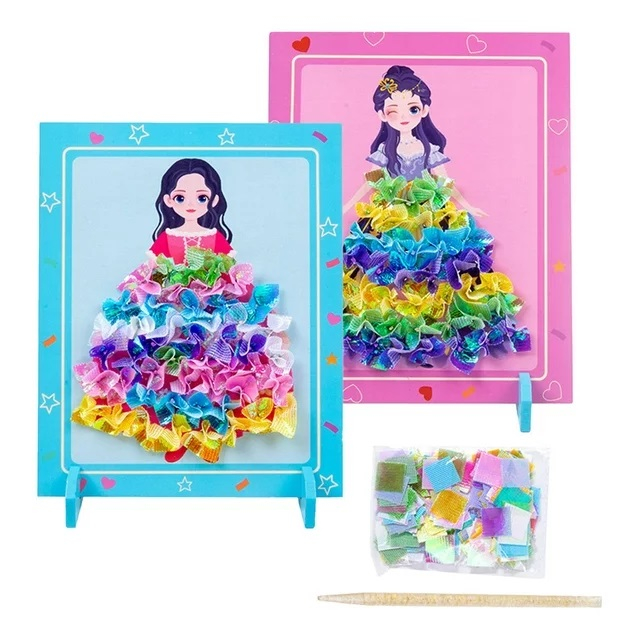 Joc Creativ si educativ pentru copii, Broderie pe Fusta Printesei brunete, 5 ani+, Edujucarii [7]