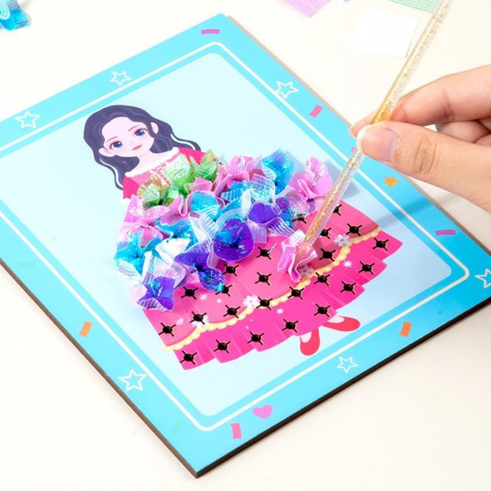 Joc Creativ si educativ pentru copii, Broderie pe Fusta Printesei brunete, 5 ani+, Edujucarii [2]