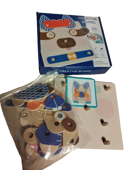Joc de Asamblat din Lemn cu Fete de Animale pentru Copii Creativi, Creative Board, 3 ani+, EduJucarii [4]