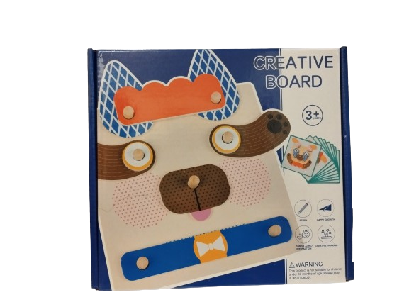 Joc de Asamblat din Lemn cu Fete de Animale pentru Copii Creativi, Creative Board, 3 ani+, EduJucarii [2]