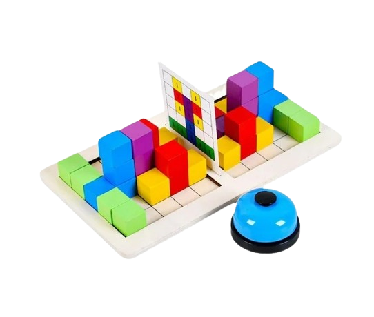 Joc de atentie, rabdare, rapiditate, sortare si indemanare, Joc tip Montessori, lemn, 2 Jucatori, Battle Building Block, 4 ani+, EduJucarii [2]