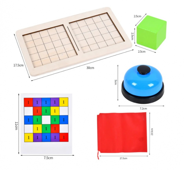 Joc de atentie, rabdare, rapiditate, sortare si indemanare, Joc tip Montessori, lemn, 2 Jucatori, Battle Building Block, 4 ani+, EduJucarii [4]