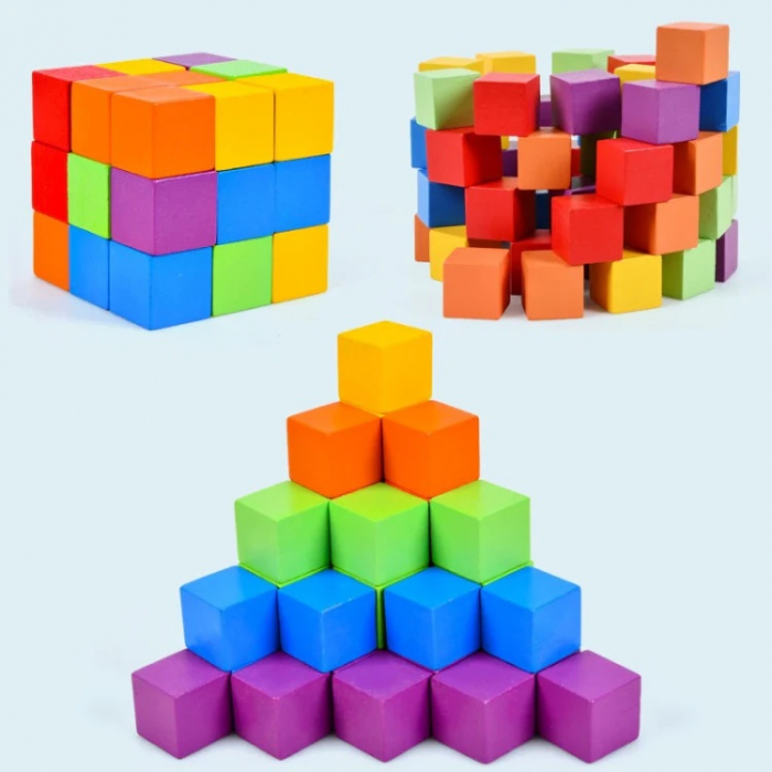 Joc de atentie, rabdare, rapiditate, sortare si indemanare, Joc tip Montessori, lemn, 2 Jucatori, Battle Building Block, 4 ani+, EduJucarii [6]