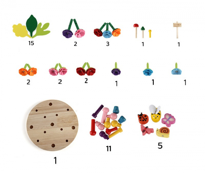 Joc de creativitate, sortare si stivuire, Gradina de flori, Montessori, 3 ani+, EduJucarii [9]