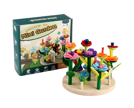 Joc de creativitate, sortare si stivuire, Gradina de flori, Montessori, 3 ani+, EduJucarii [1]