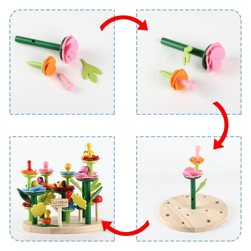 Joc de creativitate, sortare si stivuire, Gradina de flori, Montessori, 3 ani+, EduJucarii [6]