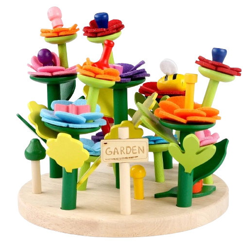 Joc de creativitate, sortare si stivuire, Gradina de flori, Montessori, 3 ani+, EduJucarii [4]