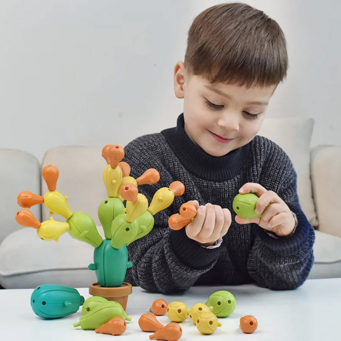 Joc de echilibru Cactus, Constructii creative, Indemanare, 3 ani, multicolor, 18 piese [4]