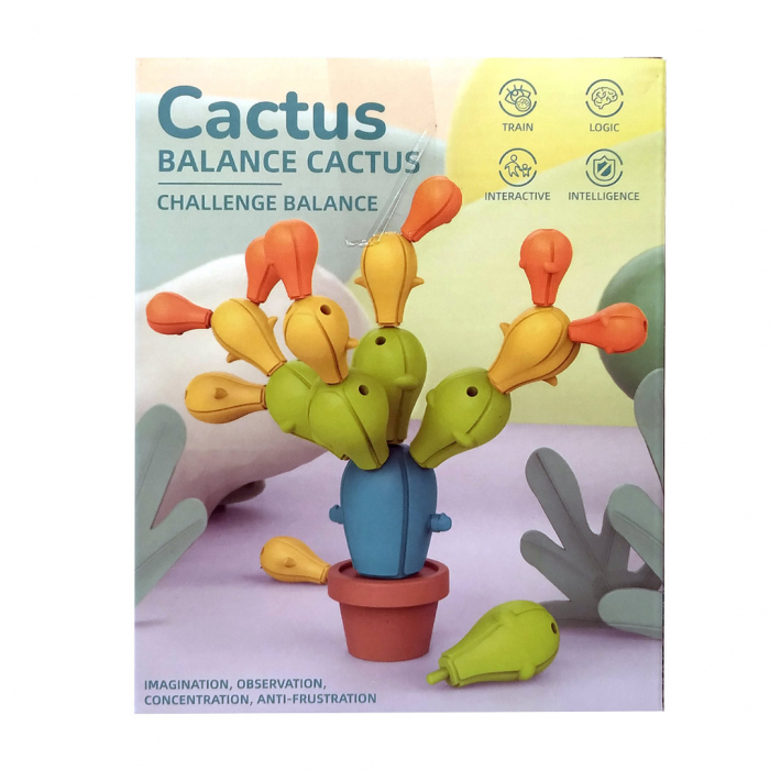 Joc de echilibru Cactus, Constructii creative, Indemanare, 3 ani, multicolor, 18 piese [2]