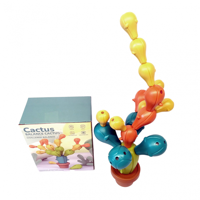 Joc de echilibru Cactus, Constructii creative, Indemanare, 3 ani, multicolor, 18 piese [9]