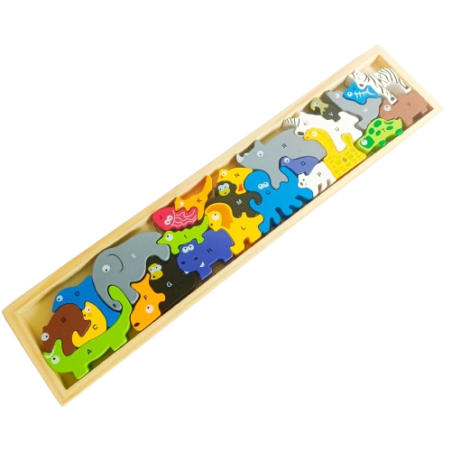 Joc de imbinare din lemn, tetris cu animale Safari, Alfabet A – Z [2]