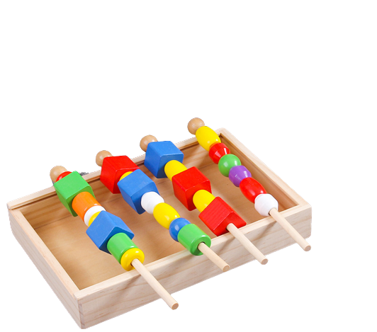 Joc de insiruire si sortare dupa model, siruri cu margele din lemn, indemanare, Montessori [2]